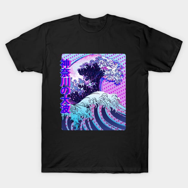 Japan Great Wave off Kanagawa | Glitch Aesthetic | Kanji Design T-Shirt by VogueTime